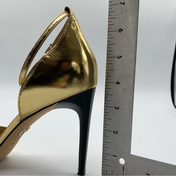 DVF Diane Von Furstenberg Jalen Heels Open Toe Ankle Strap Metallic Gold 8 - Picture 5 of 5